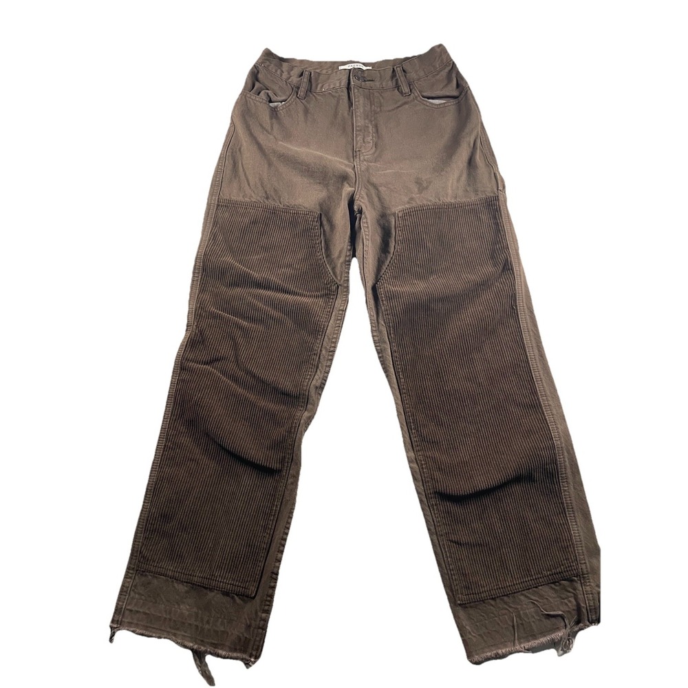 PacSun Pants Mens 26 x 25.5 Brown Cargo Denim Corduroy Cropped Relaxed Casual